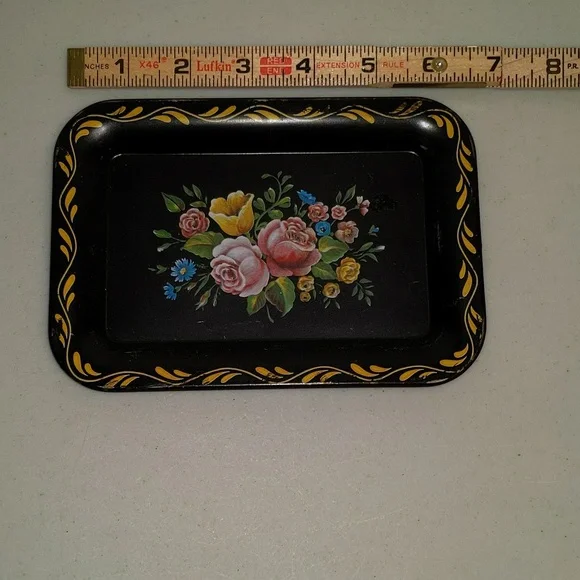 Floral  Pattern Metal Tip Trinket Tray Set of 4 - Picture 12 of 13
